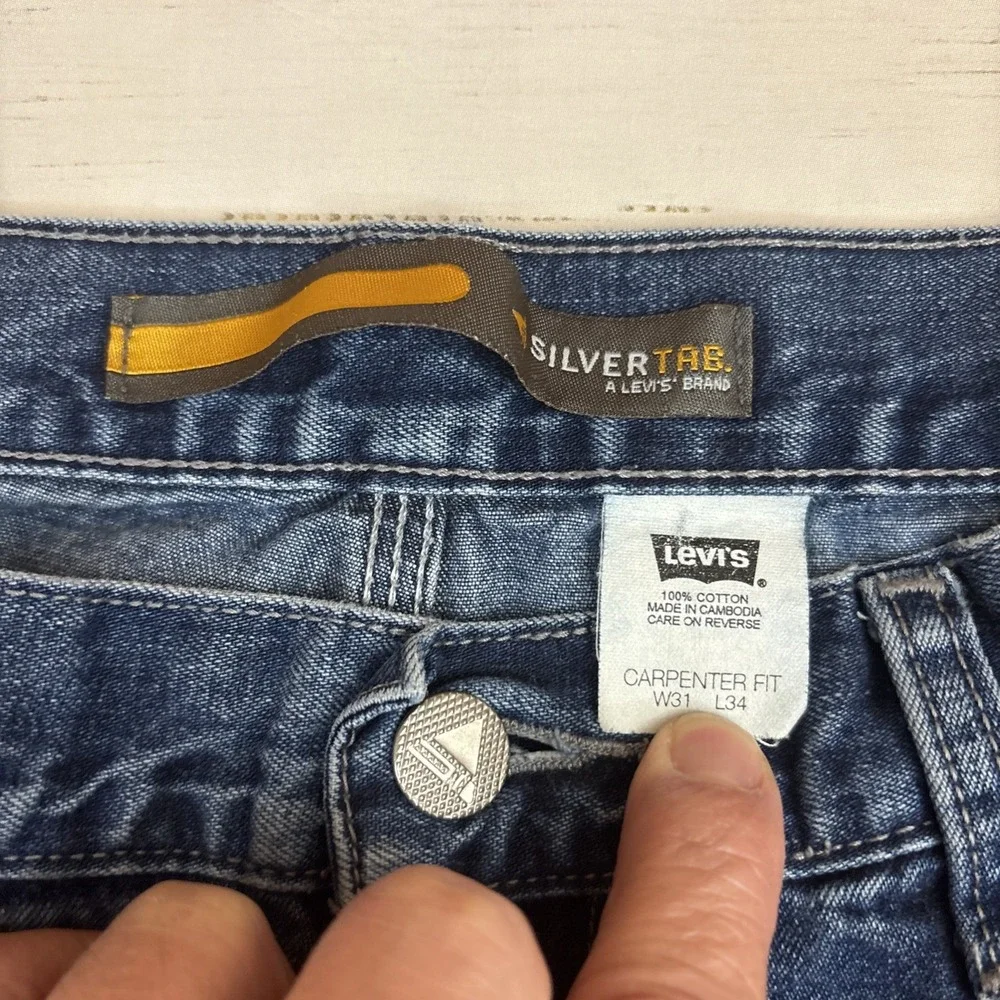 Levis SilverTab Carpenter Jeans Vintage Mens 31x34 Blue Denim Relaxed Zip Fly